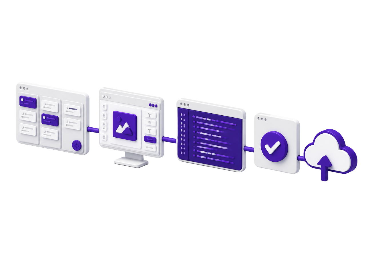 3D illustration of development workflow